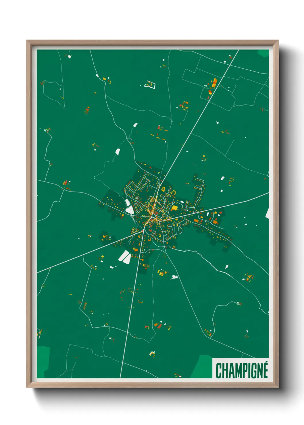 Une affiche de carte sur Champigné