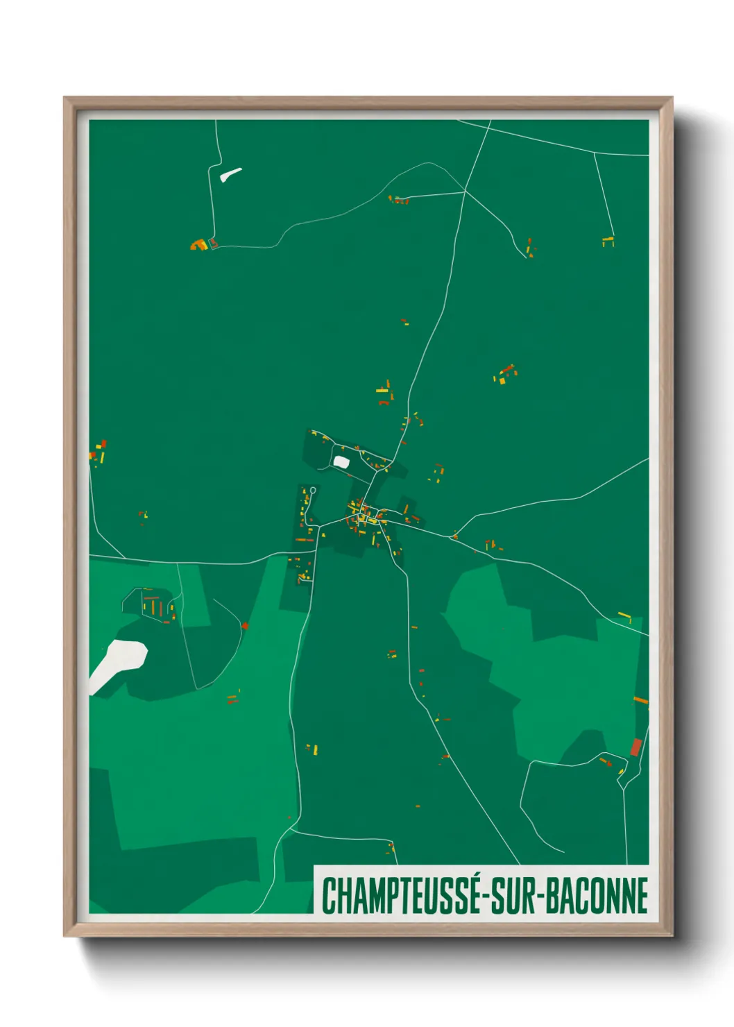 Une affiche de carte sur Champteussé-sur-Baconne