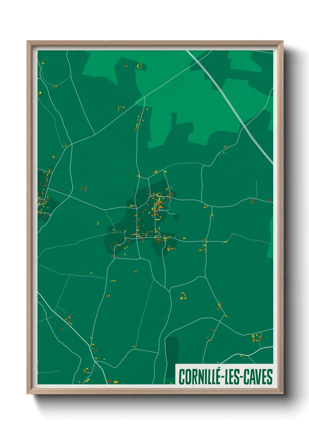 Une affiche de carte sur Cornillé-les-Caves