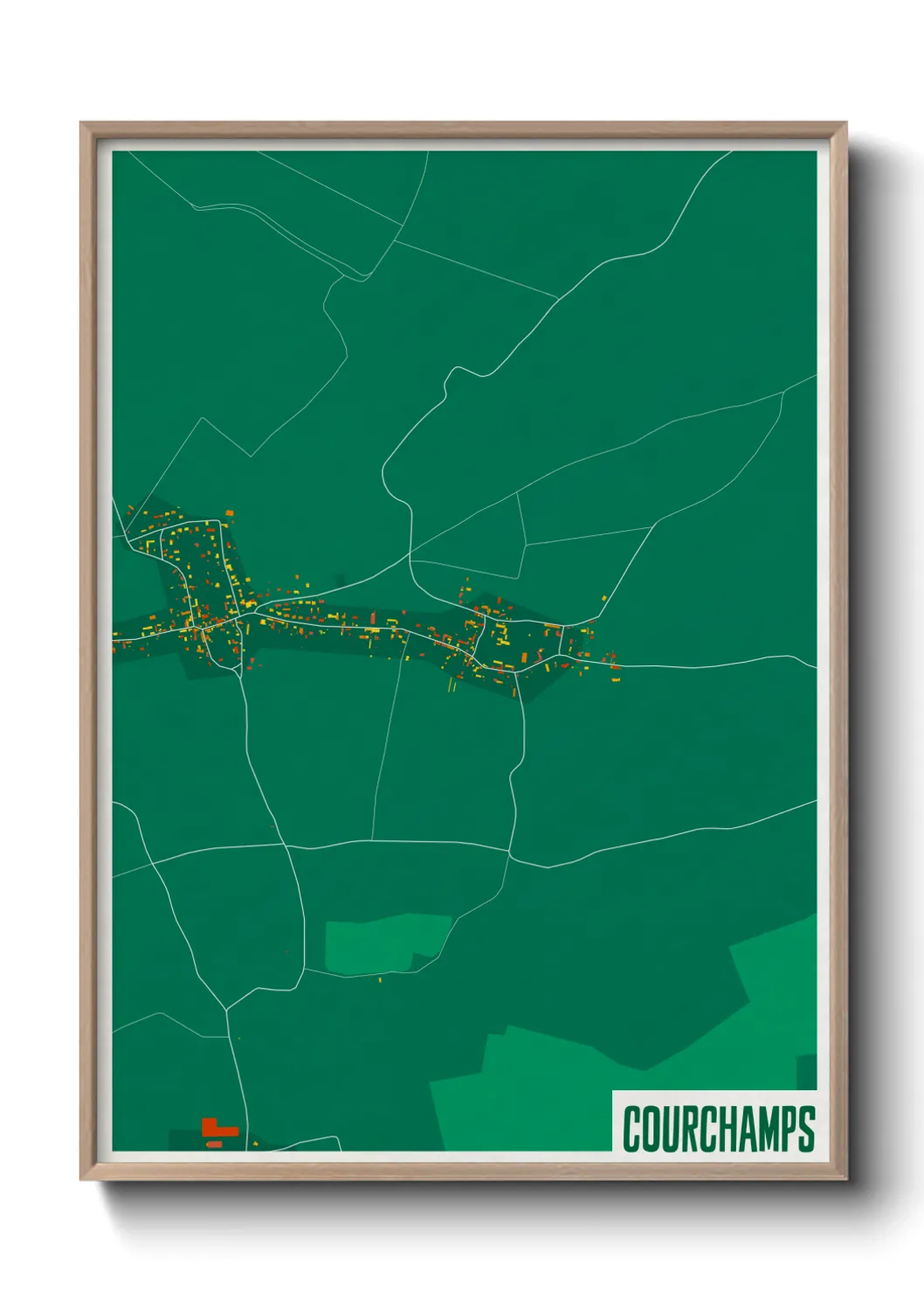 Une affiche de carte sur Courchamps