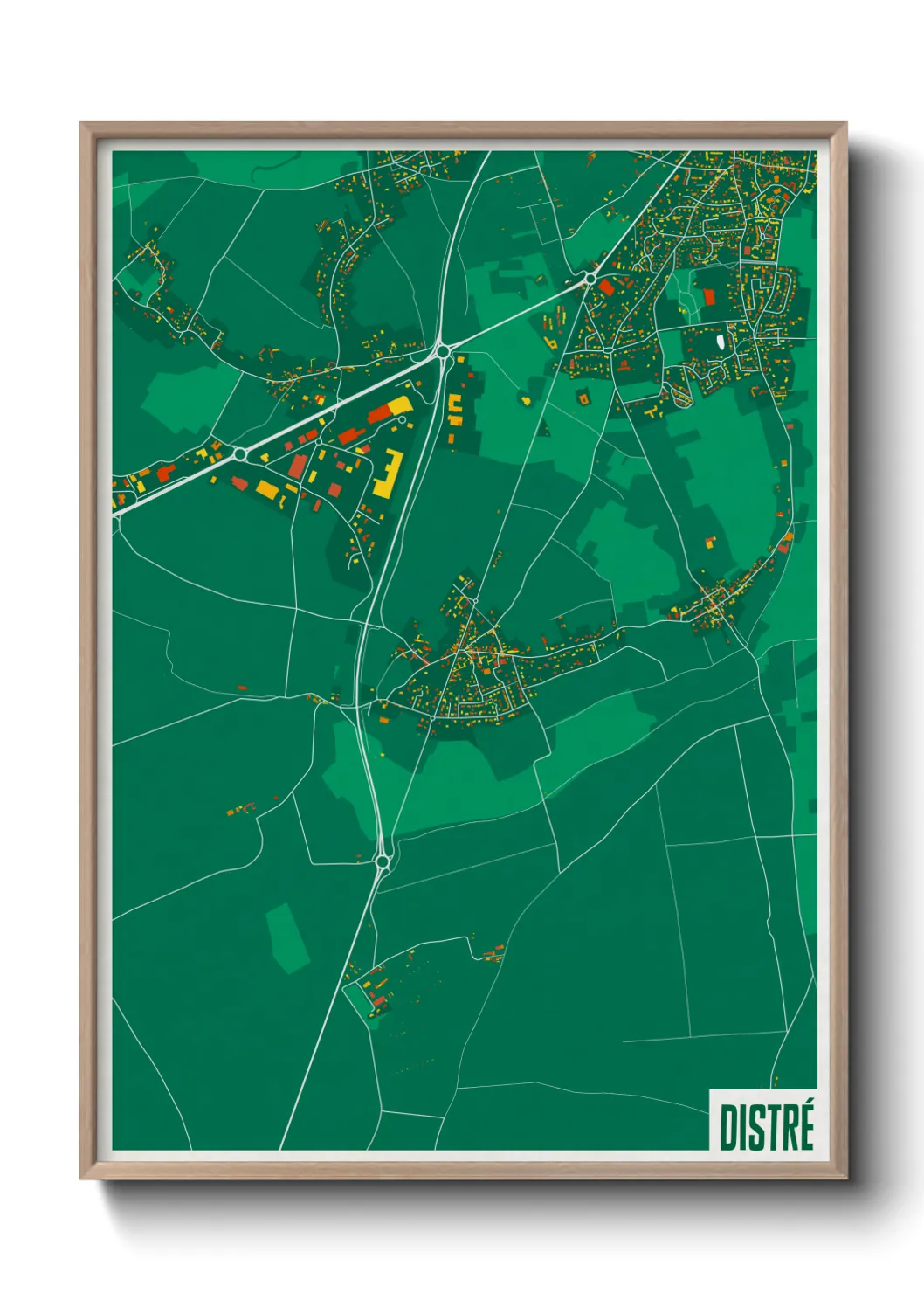 Une affiche de carte sur Distré