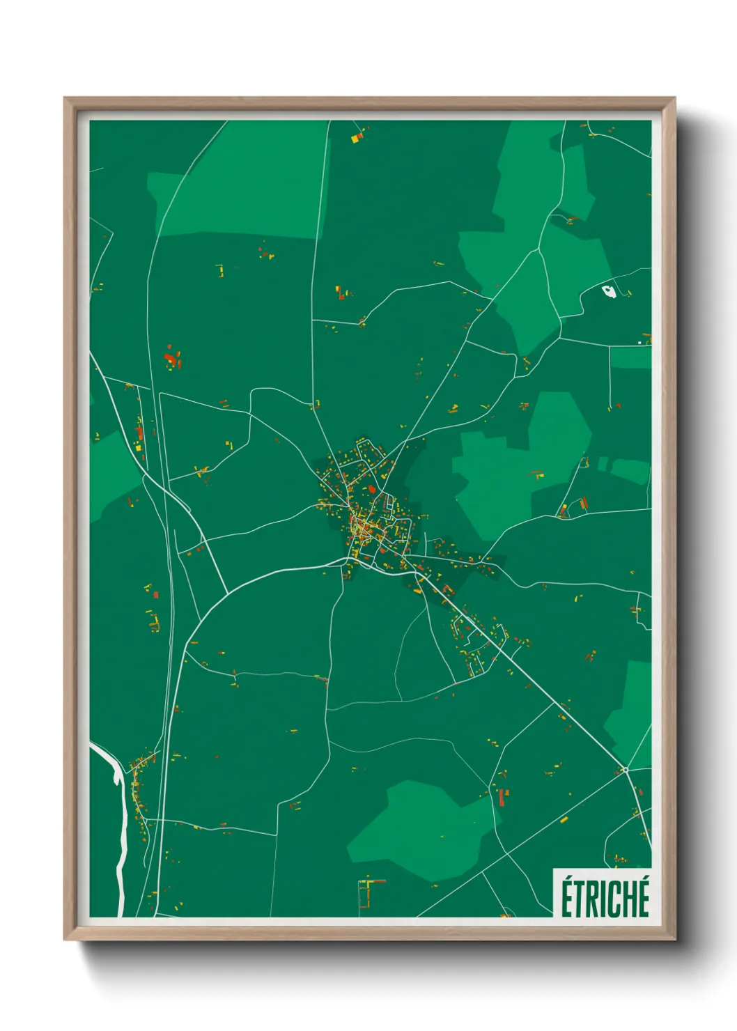 Une affiche de carte sur Étriché