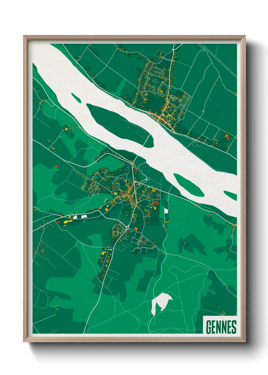 Une affiche de carte sur Gennes
