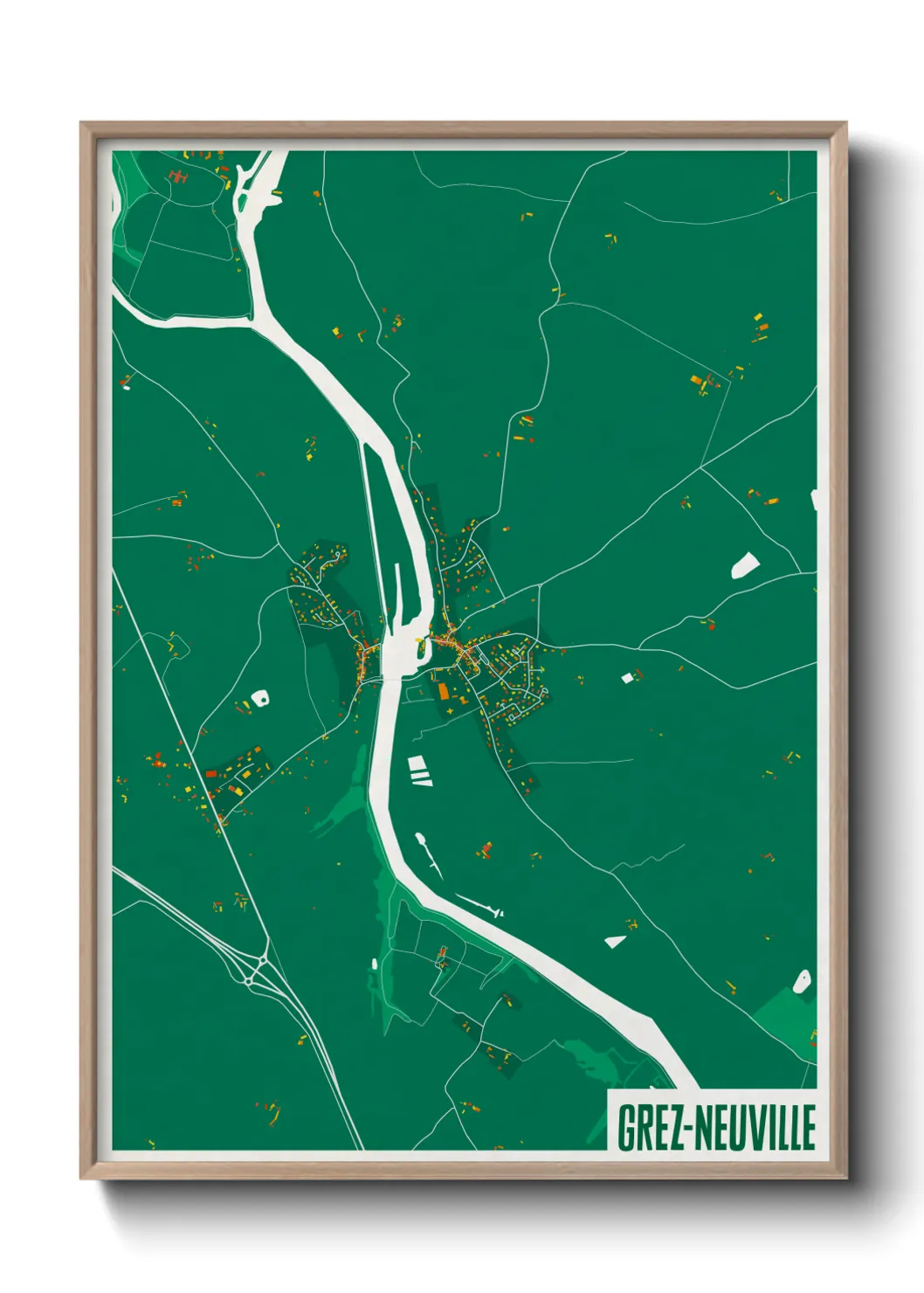 Une affiche de carte sur Grez-Neuville