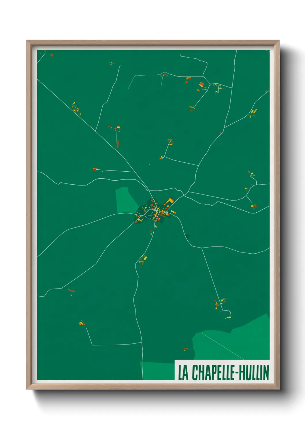 Une affiche de carte sur La Chapelle-Hullin