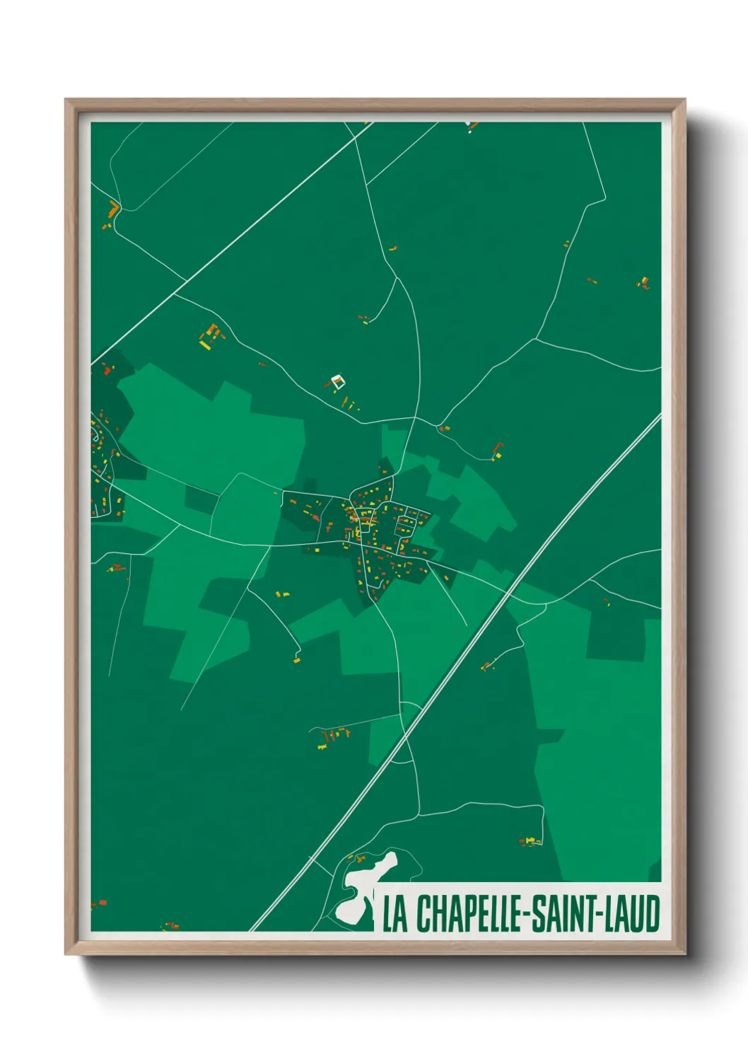 Une affiche de carte sur La Chapelle-Saint-Laud