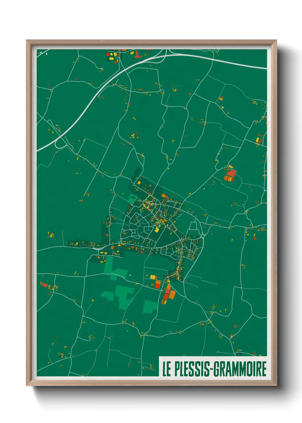Une affiche de carte sur Le Plessis-Grammoire