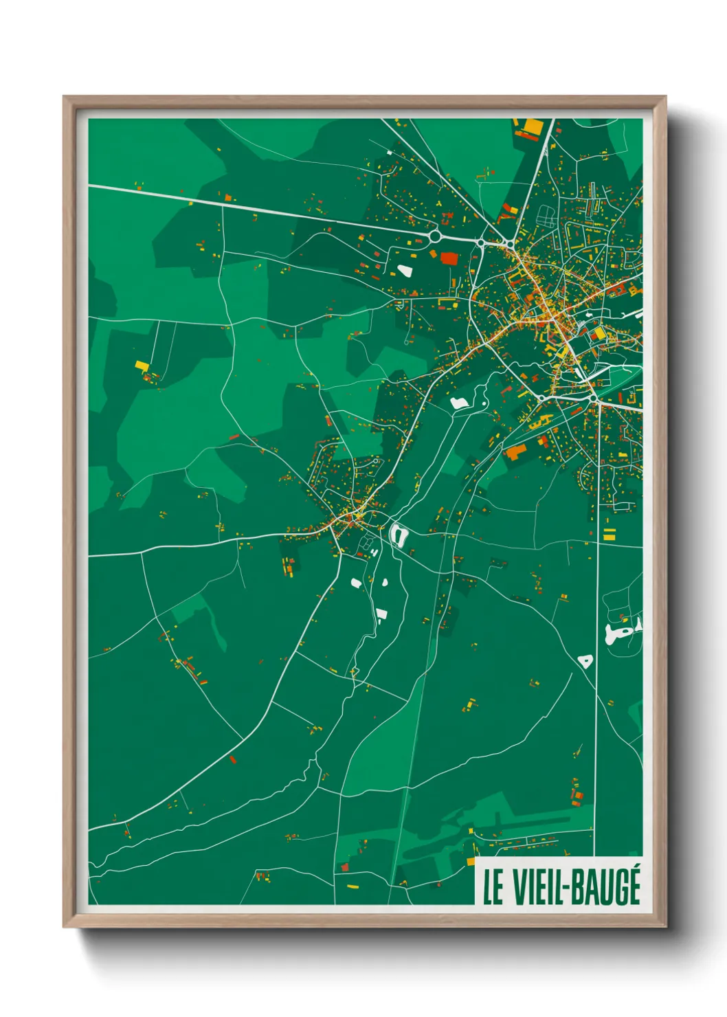 Une affiche de carte sur Le Vieil-Baugé