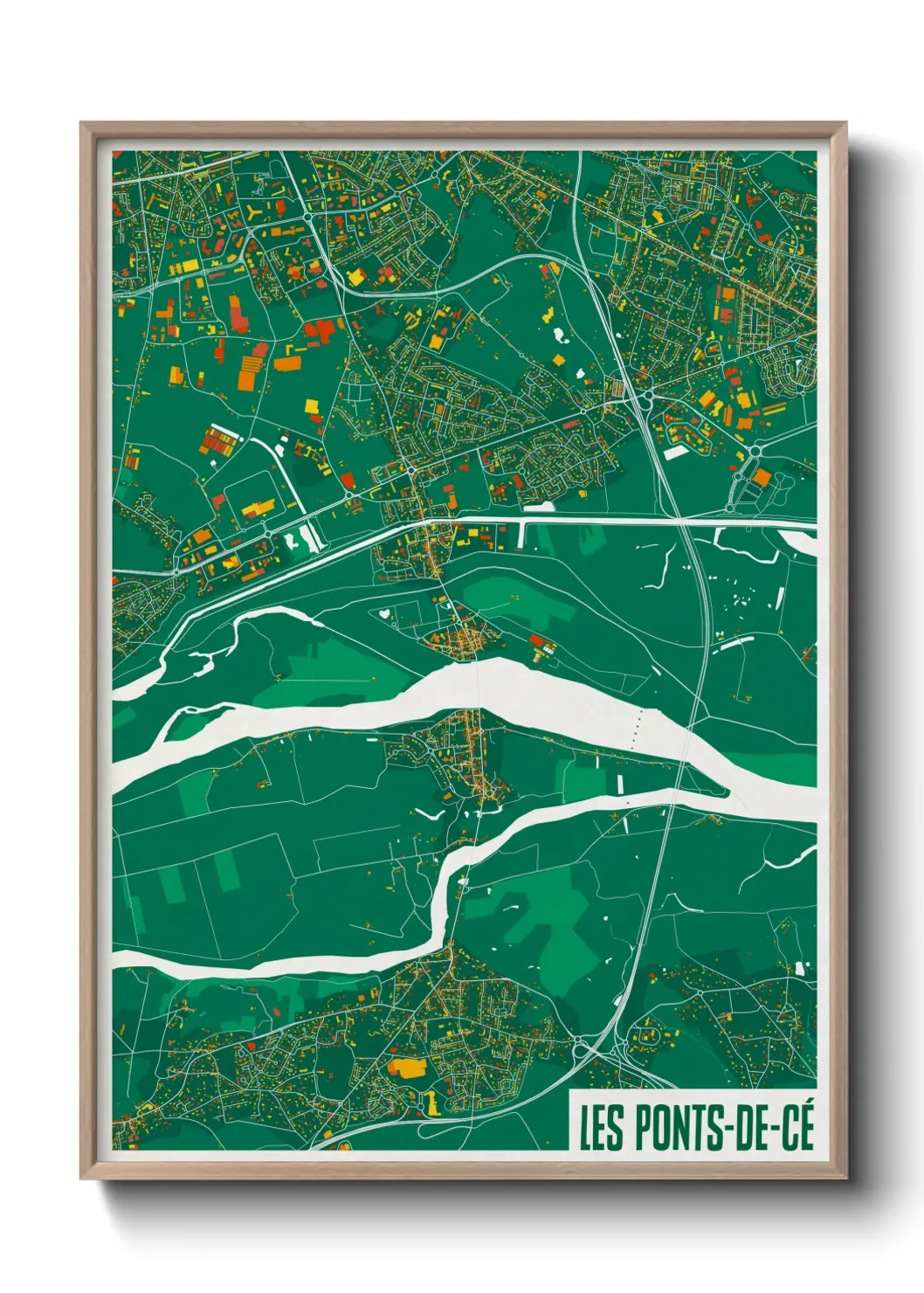 Une affiche de carte sur Les Ponts-de-Cé