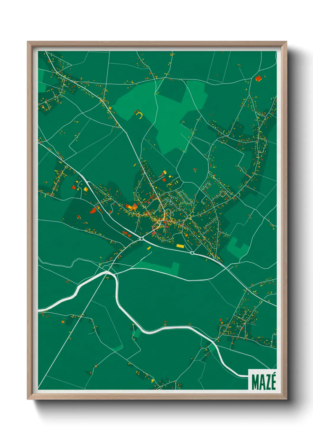 Une affiche de carte sur Mazé