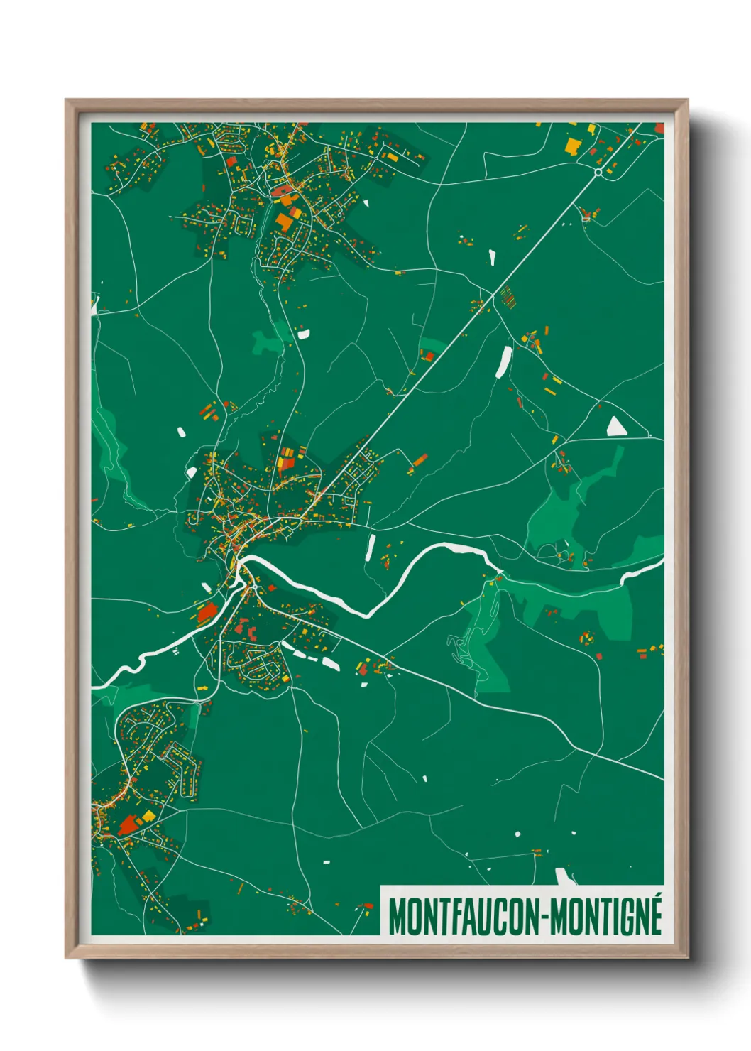 Une affiche de carte sur Montfaucon-Montigné