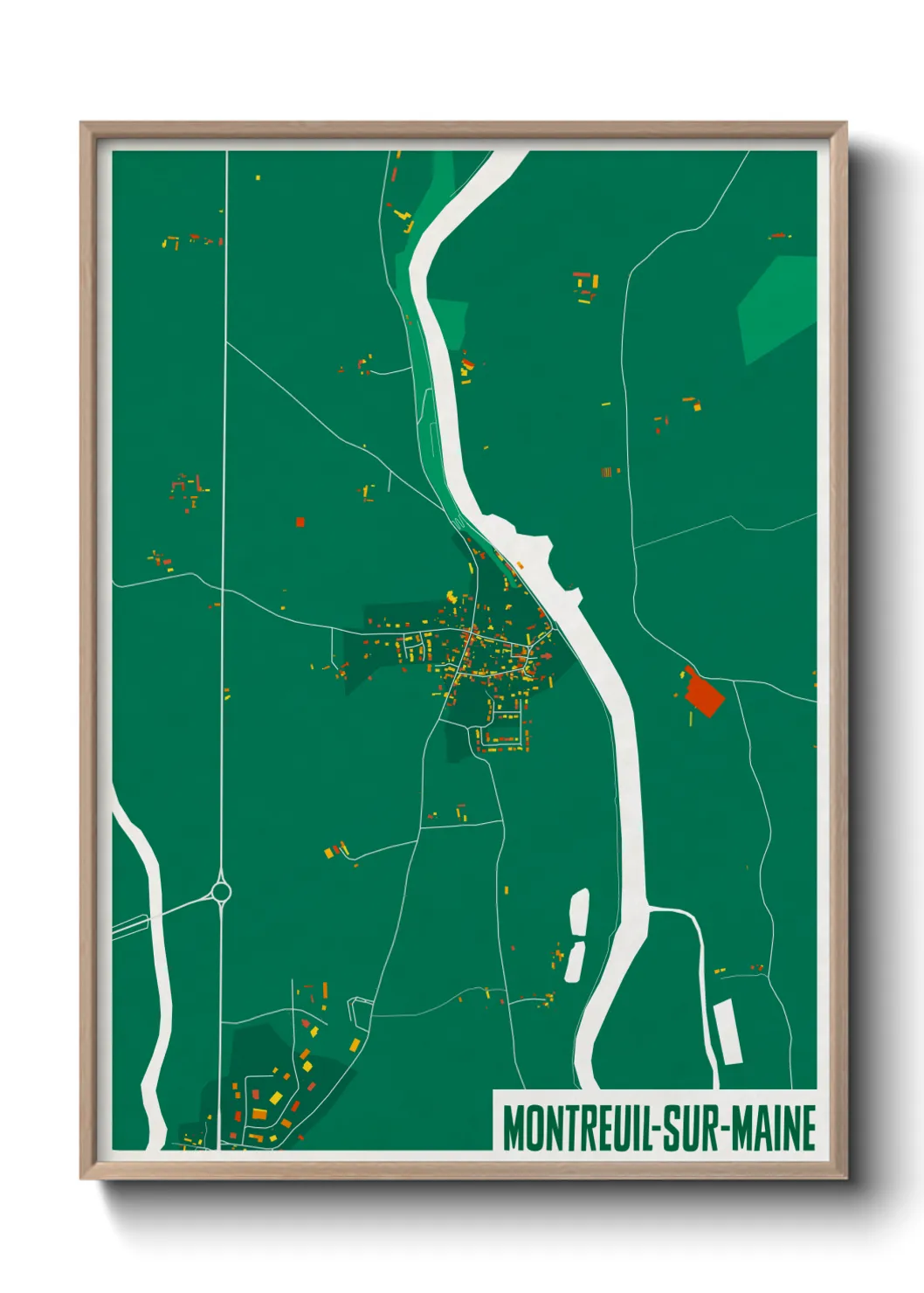 Une affiche de carte sur Montreuil-sur-Maine
