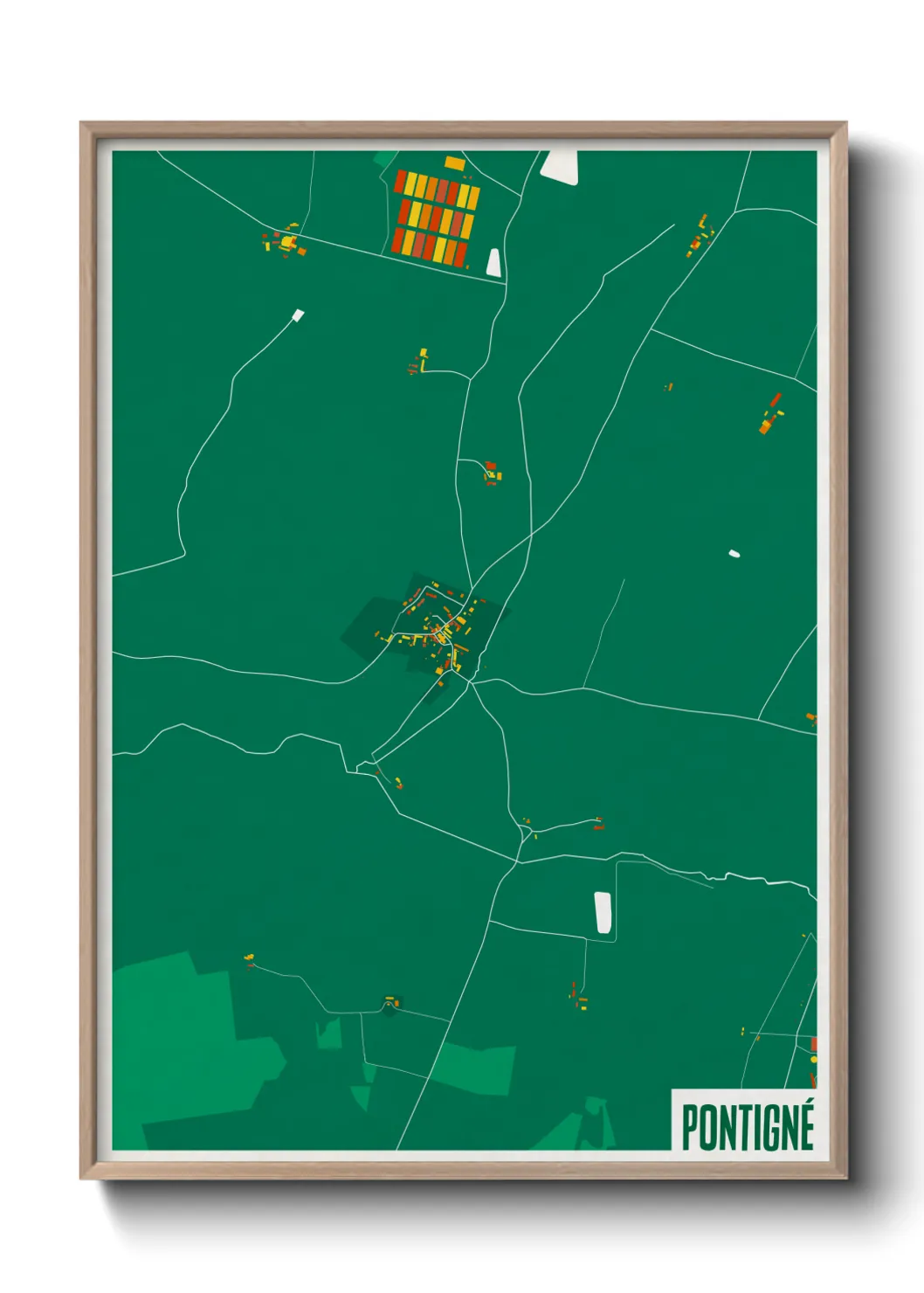 Une affiche de carte sur Pontigné