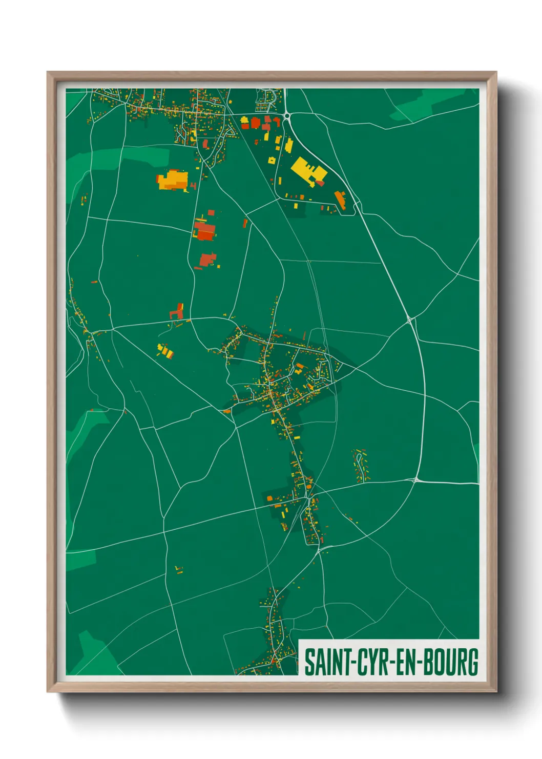 Une affiche de carte sur Saint-Cyr-en-Bourg
