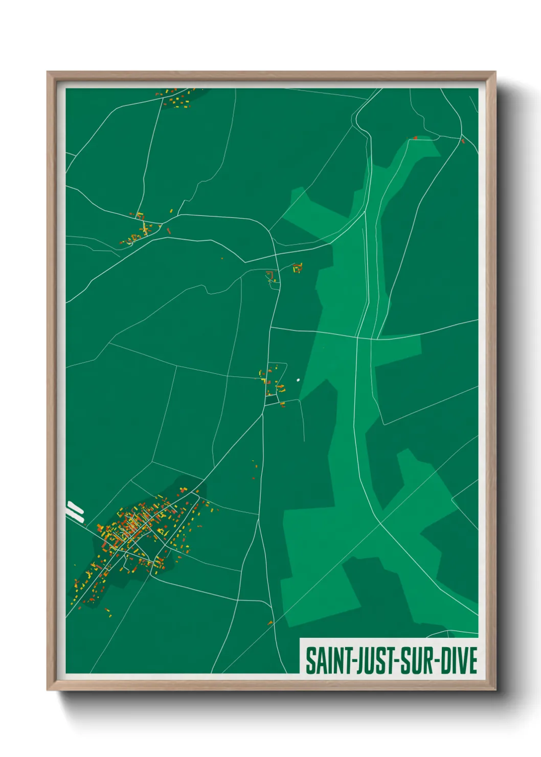 Une affiche de carte sur Saint-Just-sur-Dive