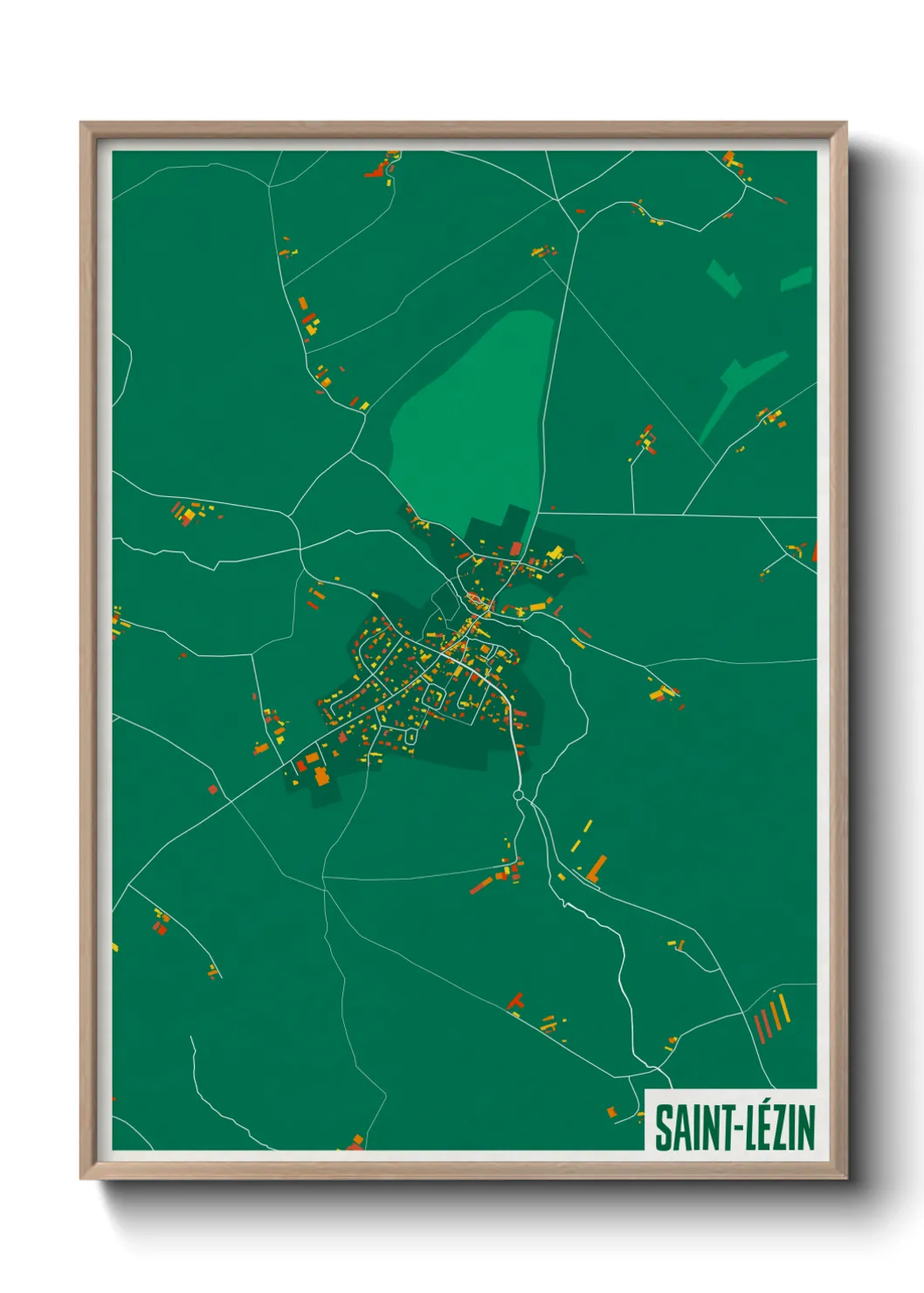 Une affiche de carte sur Saint-Lézin