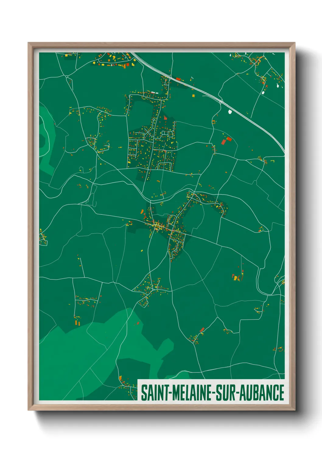 Une affiche de carte sur Saint-Melaine-sur-Aubance