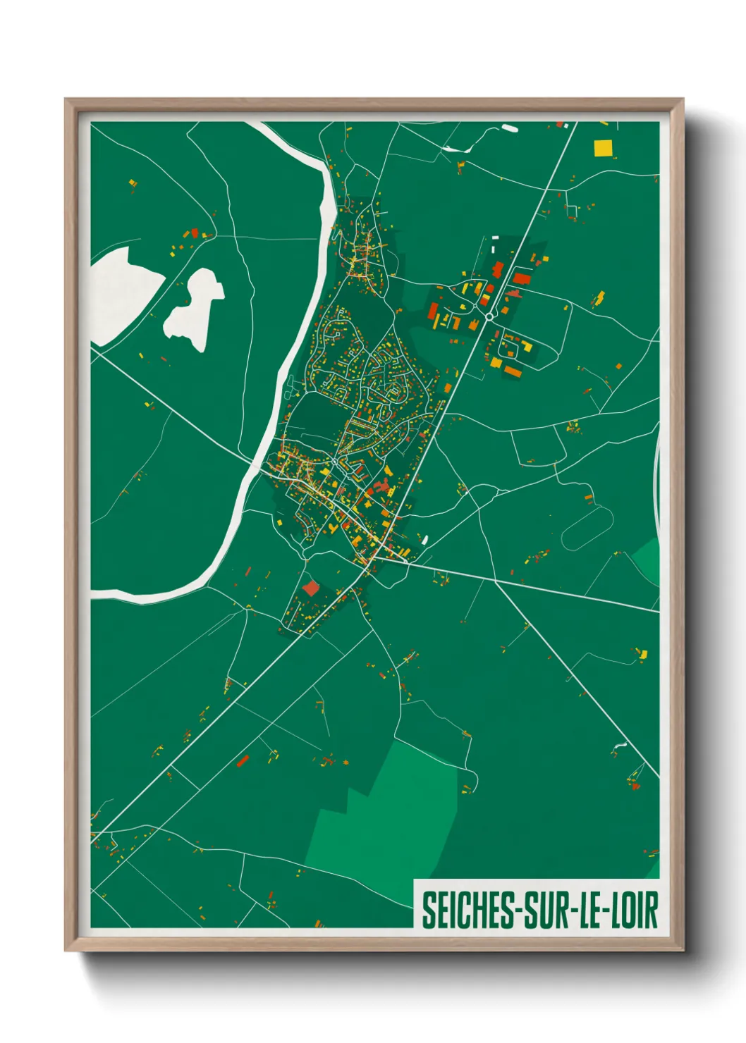 Une affiche de carte sur Seiches-sur-le-Loir
