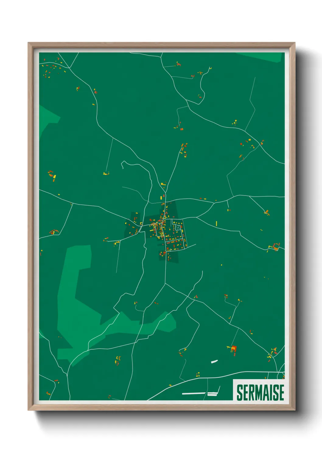Une affiche de carte sur Sermaise