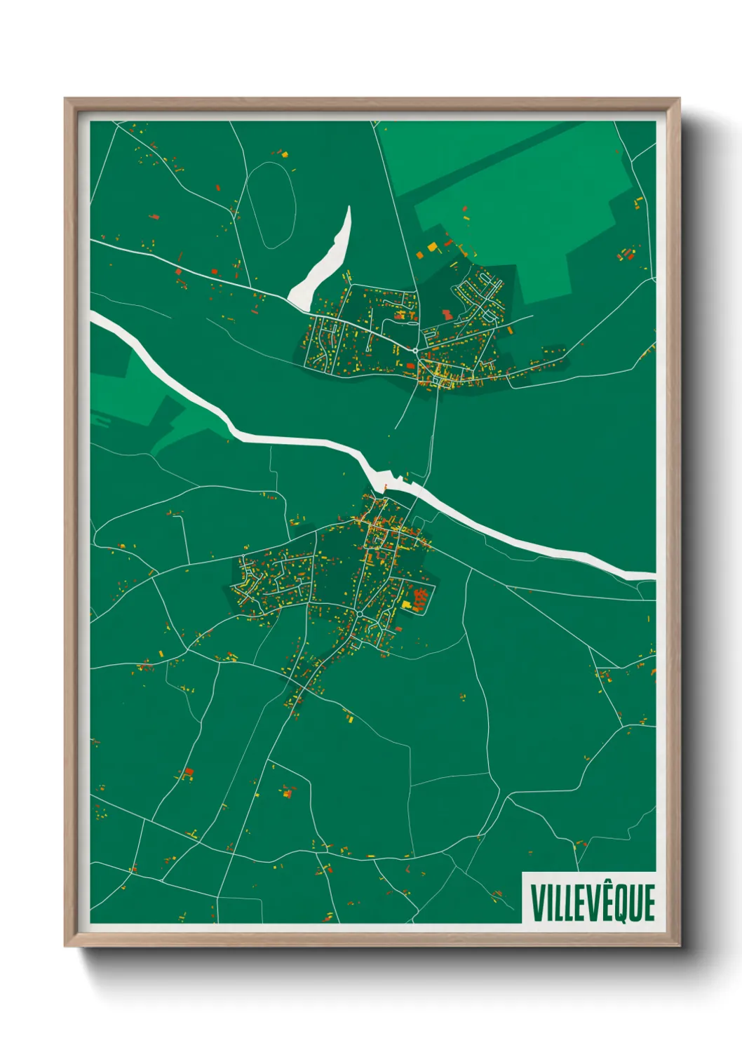 Une affiche de carte sur Villevêque
