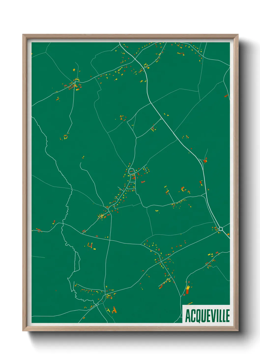 Une affiche de carte sur Acqueville