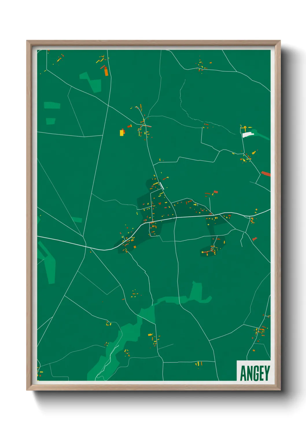 Une affiche de carte sur Angey