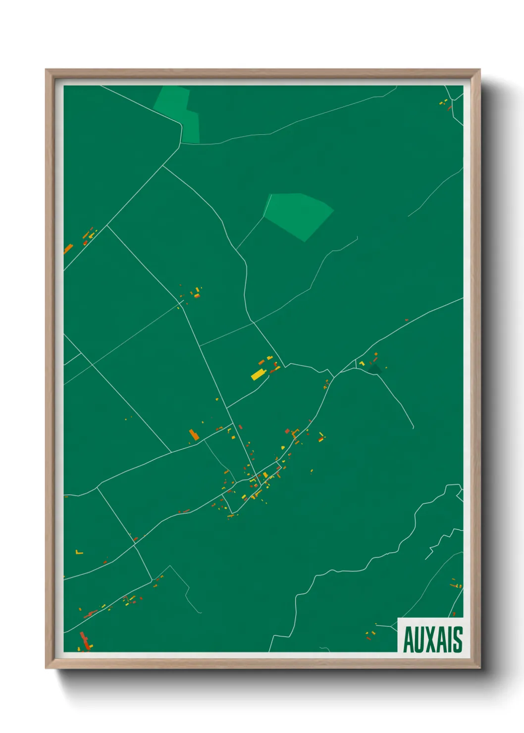 Une affiche de carte sur Auxais