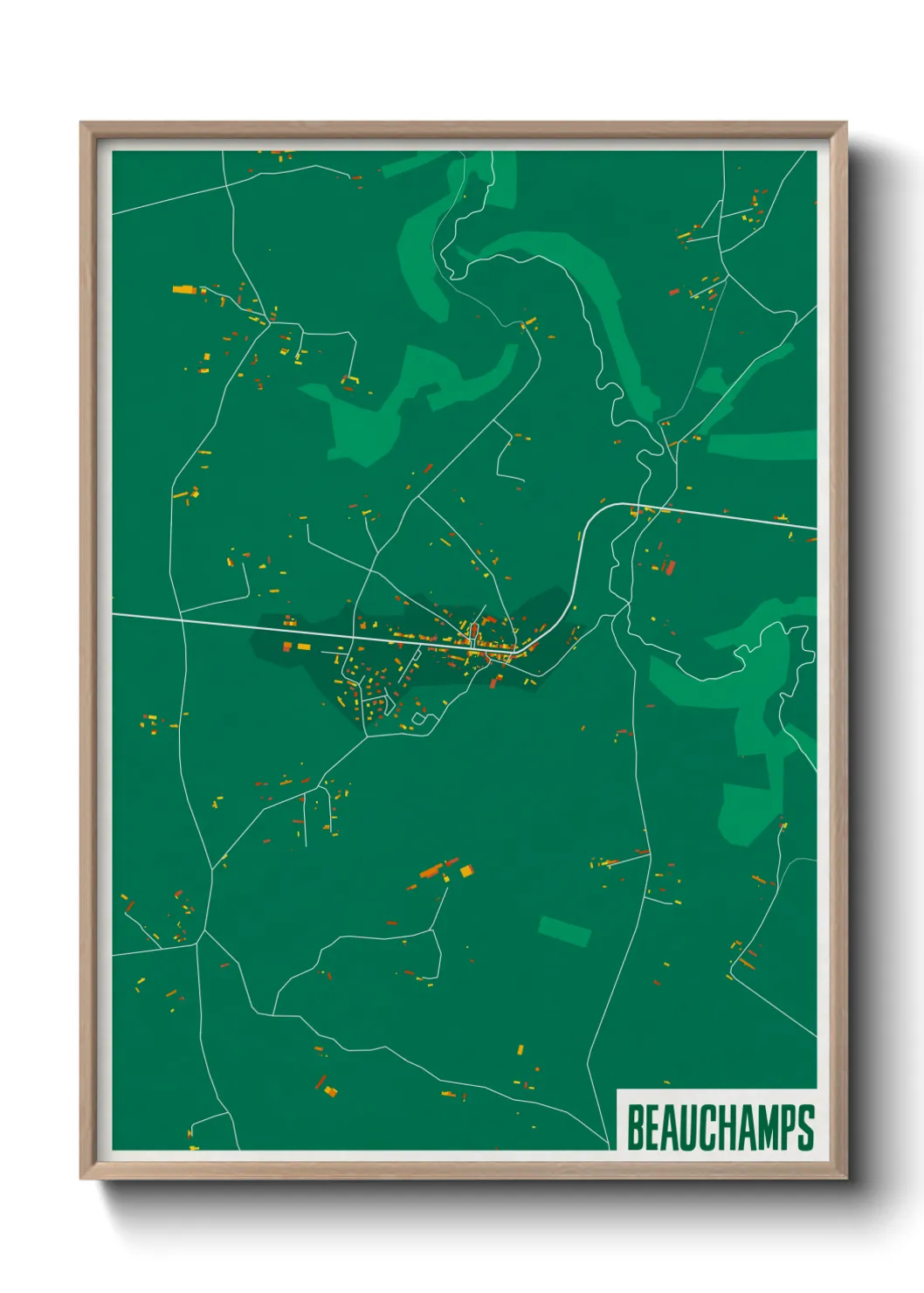 Une affiche de carte sur Beauchamps