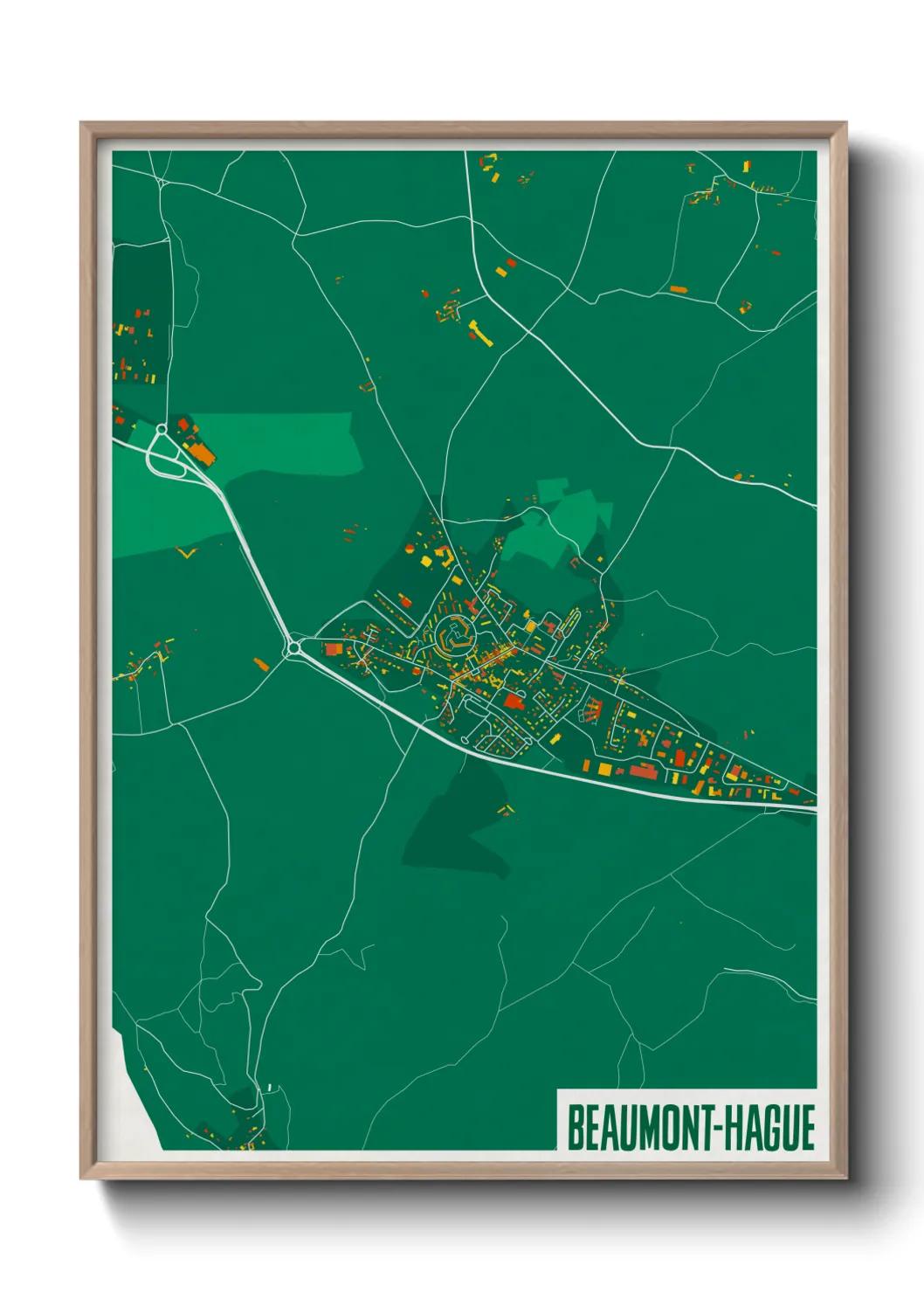 Une affiche de carte sur Beaumont-Hague