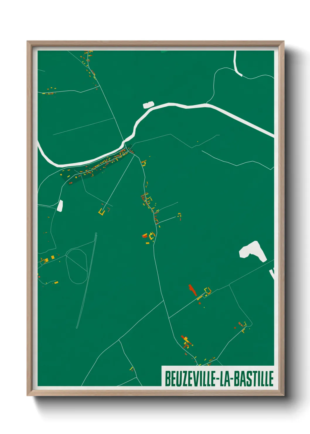 Une affiche de carte sur Beuzeville-la-Bastille