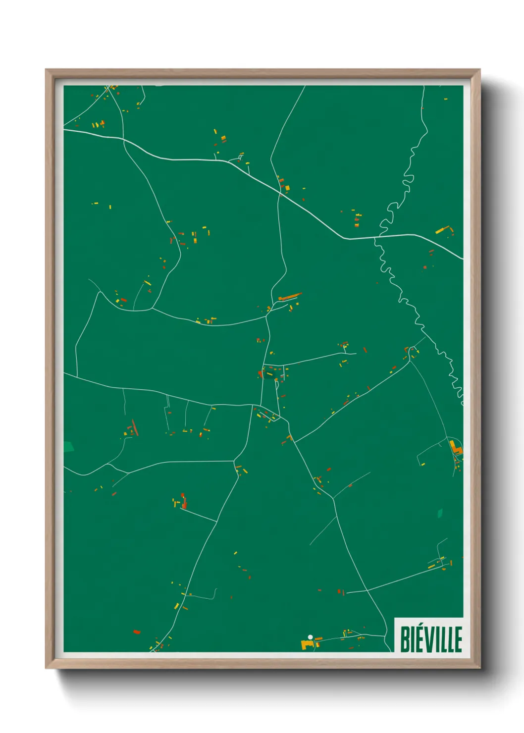 Une affiche de carte sur Biéville