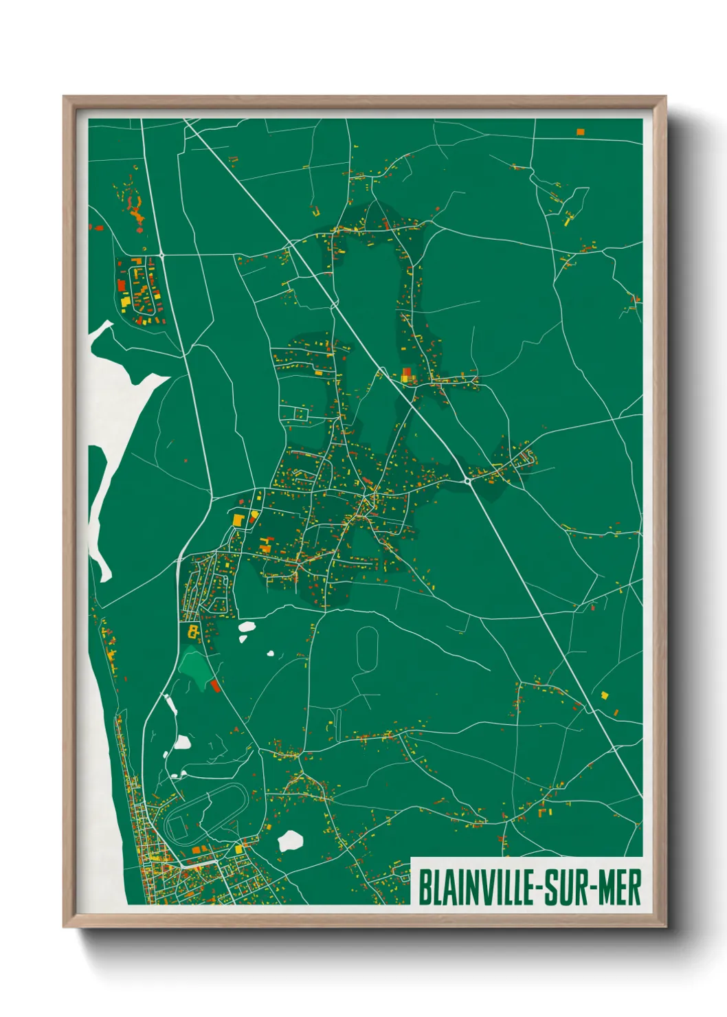 Une affiche de carte sur Blainville-sur-Mer