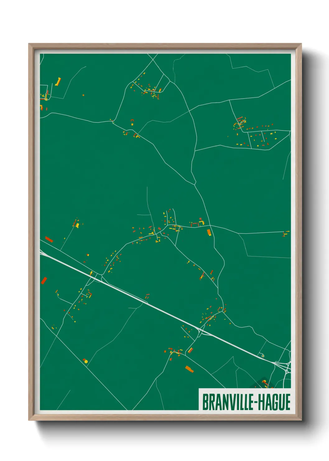 Une affiche de carte sur Branville-Hague