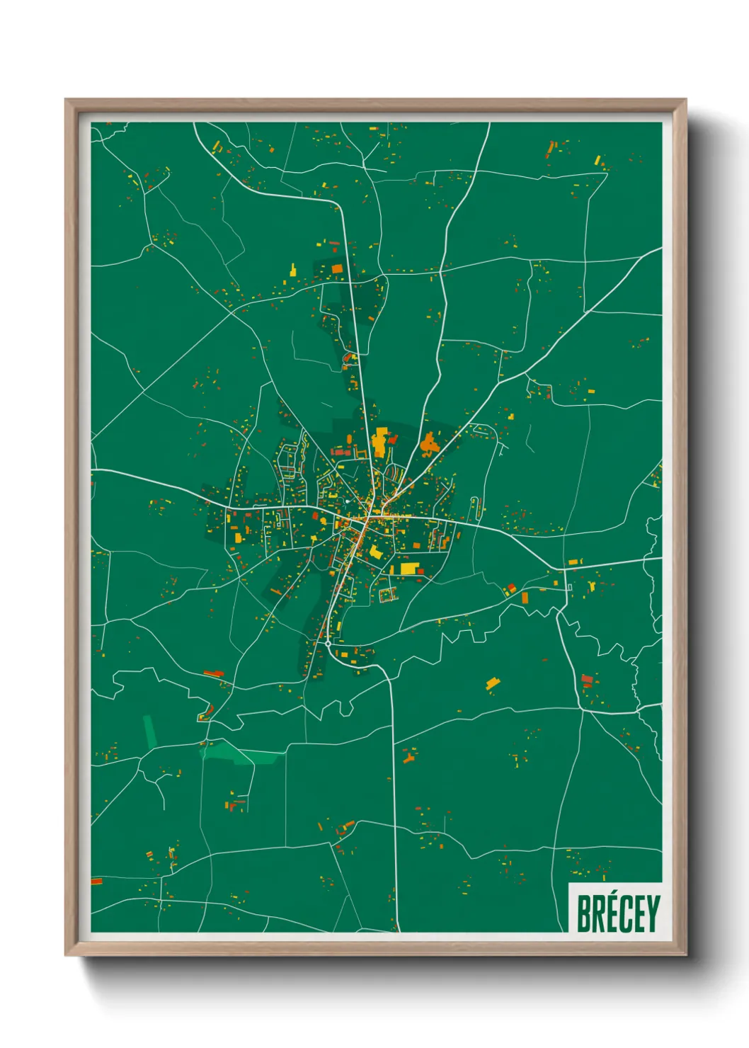 Une affiche de carte sur Brécey