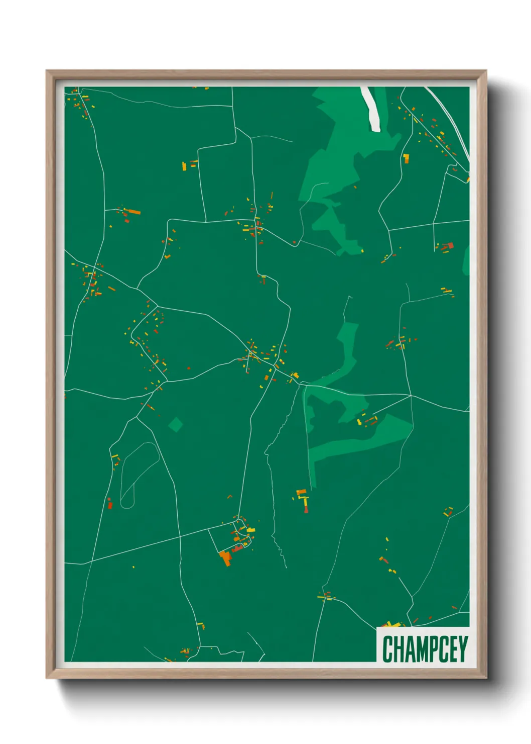 Une affiche de carte sur Champcey