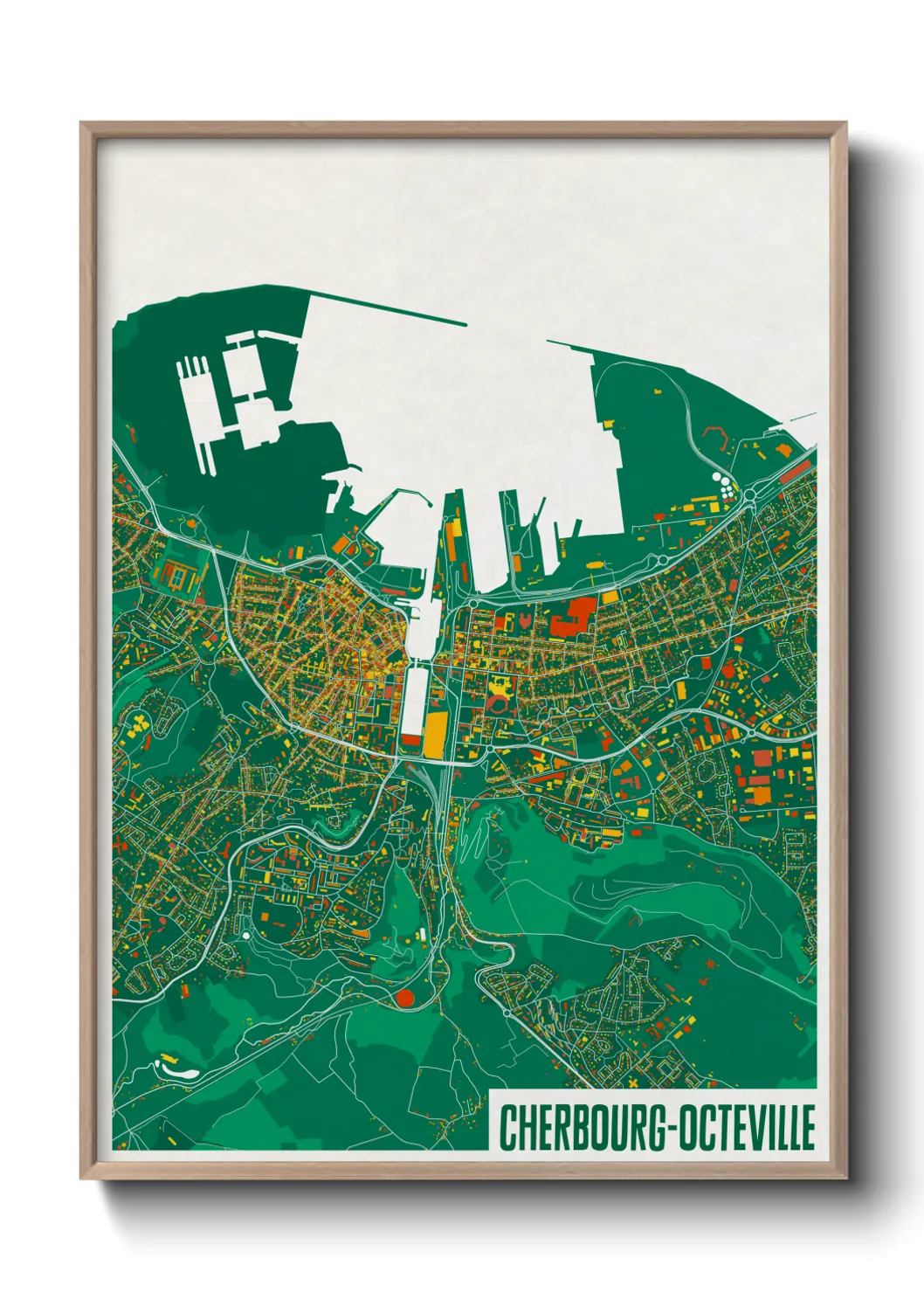 Une affiche de carte sur Cherbourg-Octeville