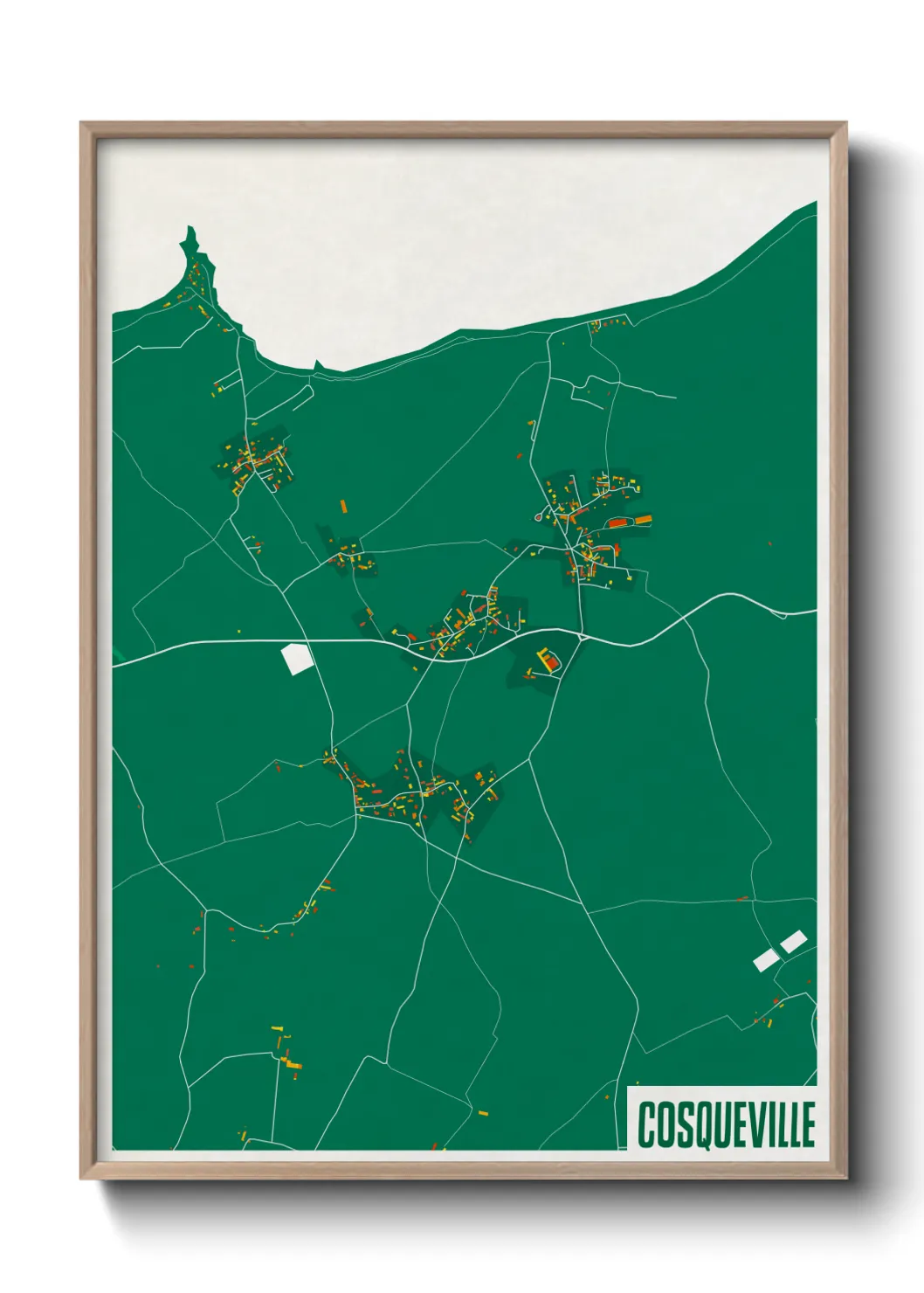 Une affiche de carte sur Cosqueville