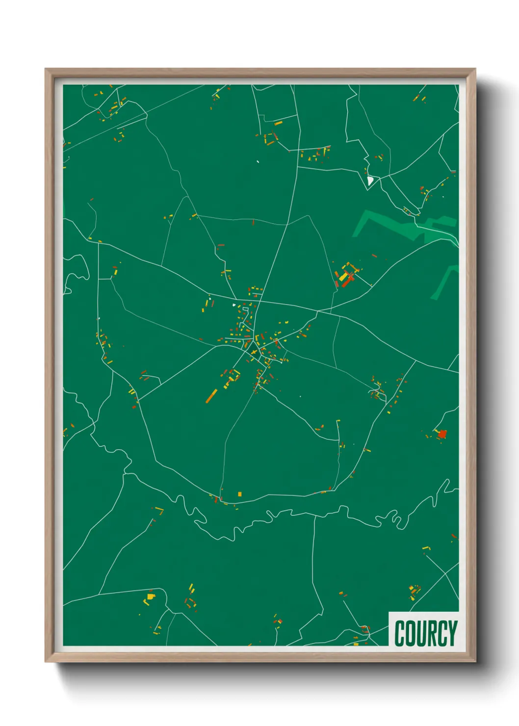 Une affiche de carte sur Courcy