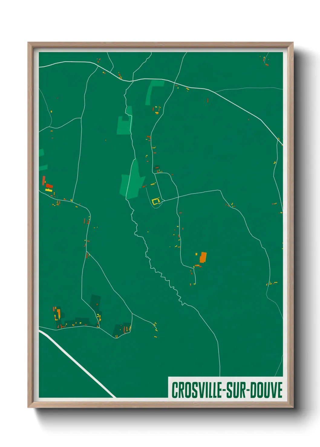 Une affiche de carte sur Crosville-sur-Douve