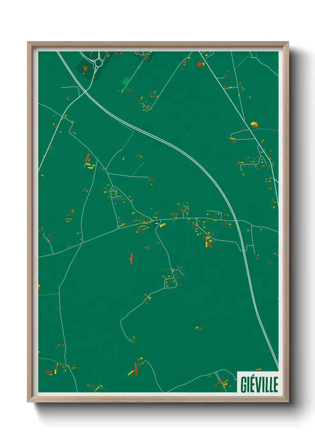 Une affiche de carte sur Giéville