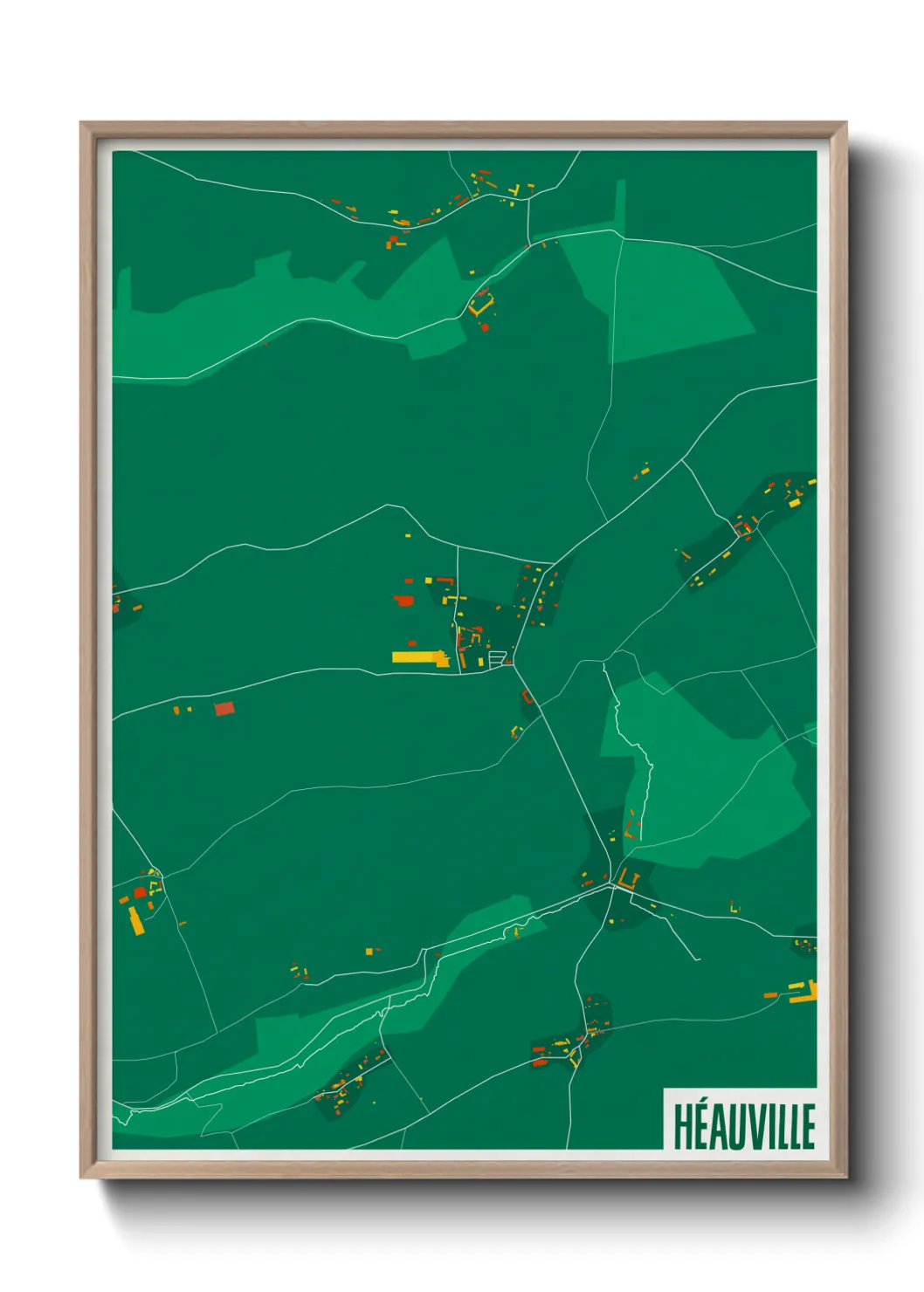 Une affiche de carte sur Héauville
