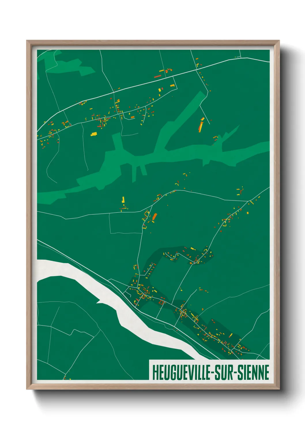 Une affiche de carte sur Heugueville-sur-Sienne