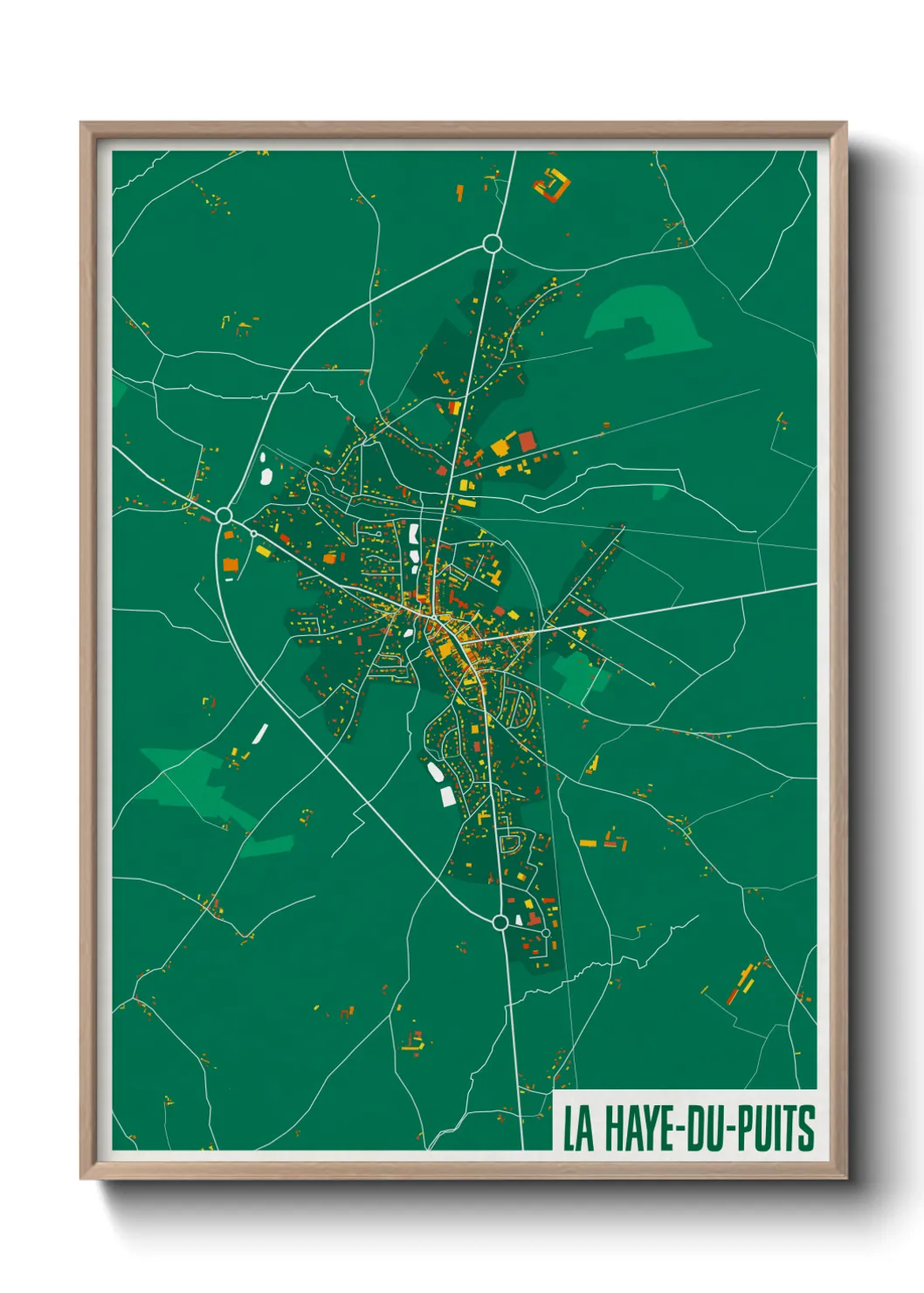 Une affiche de carte sur La Haye-du-Puits