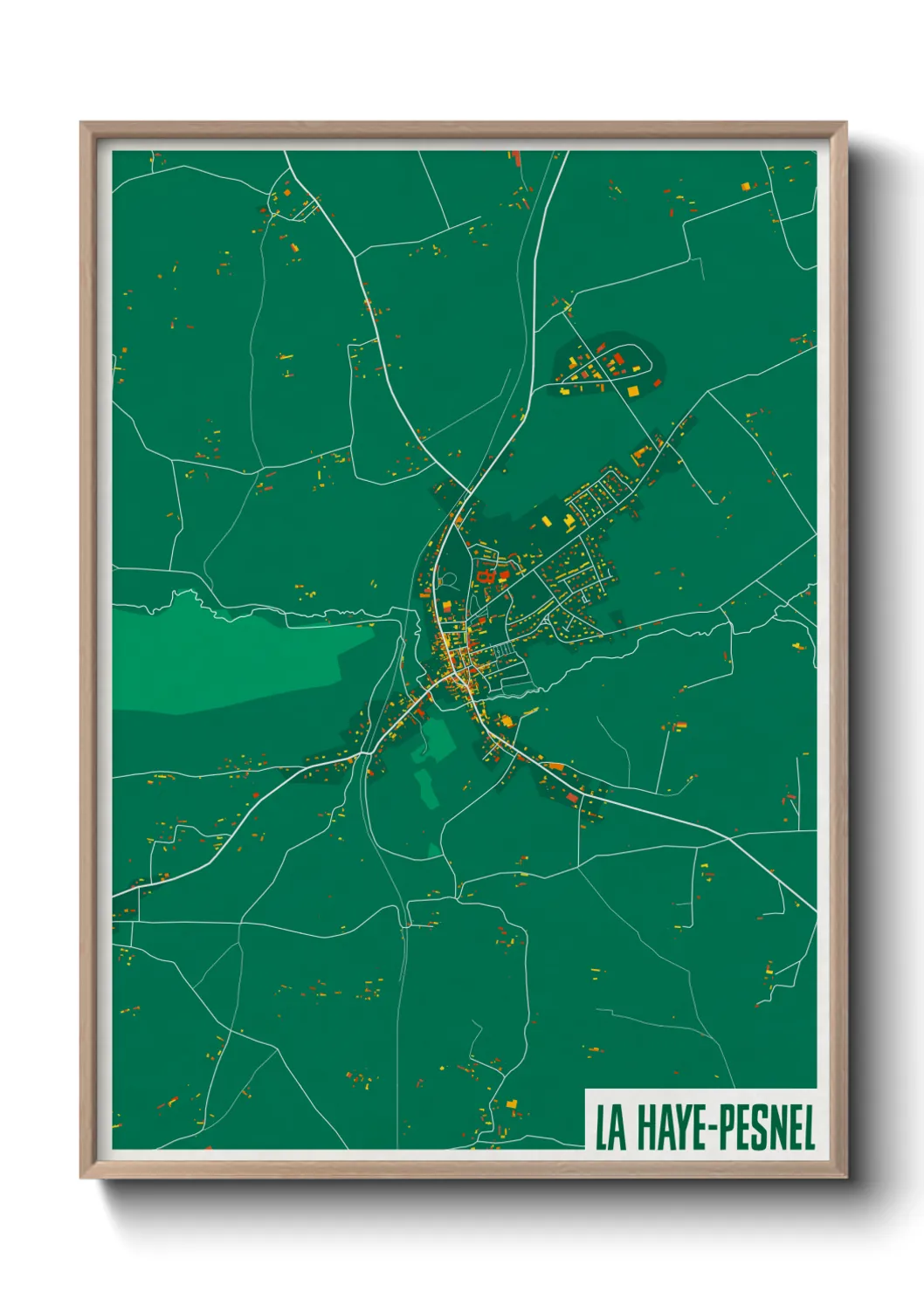 Une affiche de carte sur La Haye-Pesnel