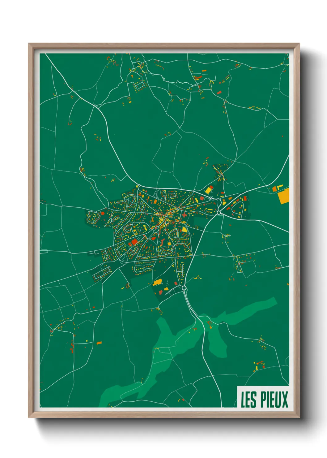 Une affiche de carte sur Les Pieux