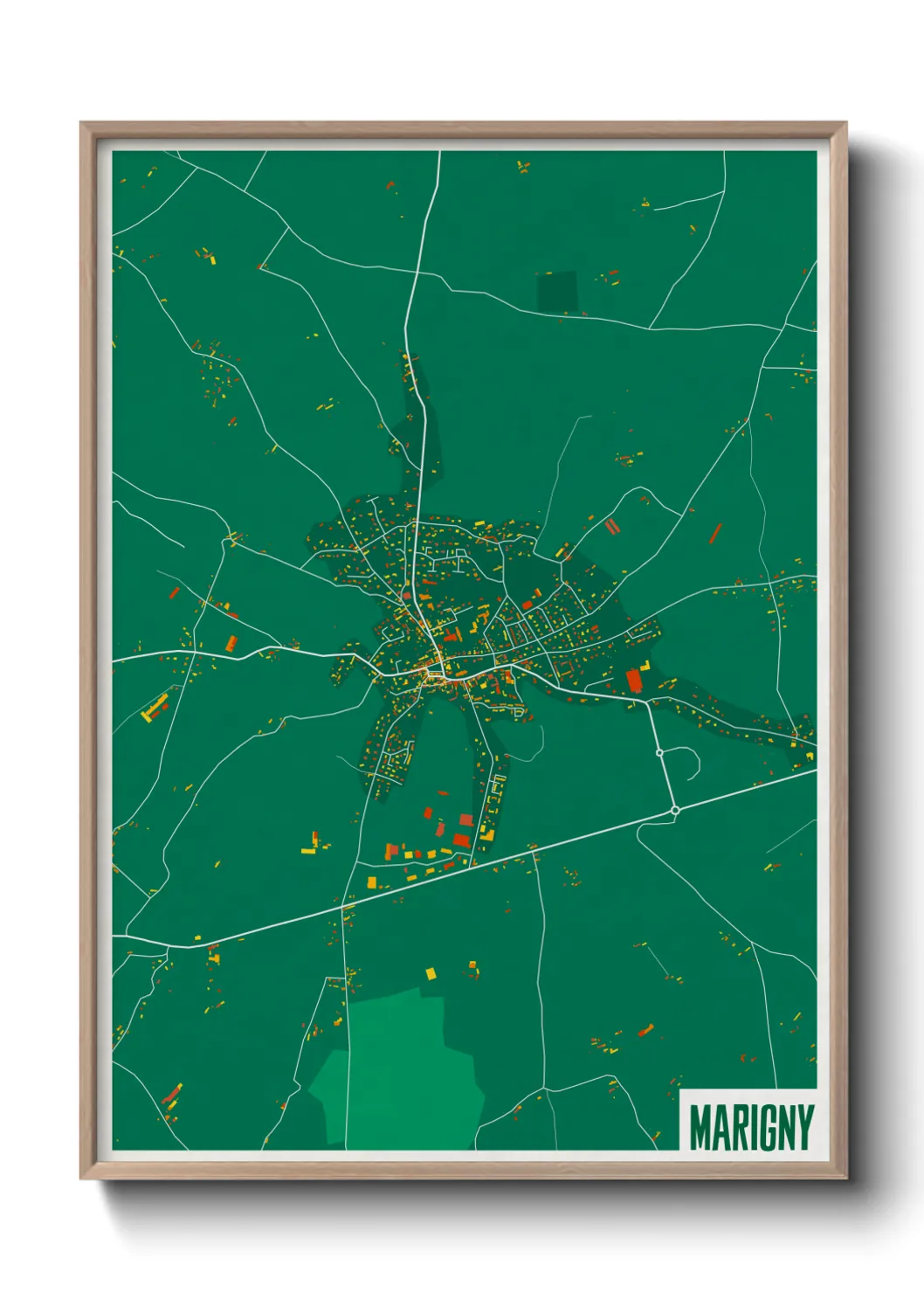 Une affiche de carte sur Marigny