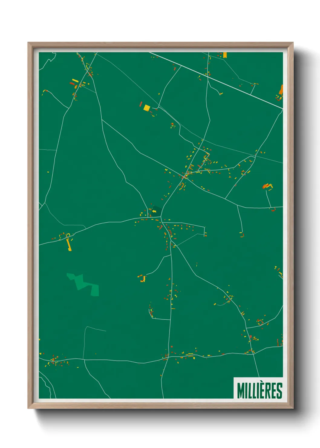 Une affiche de carte sur Millières