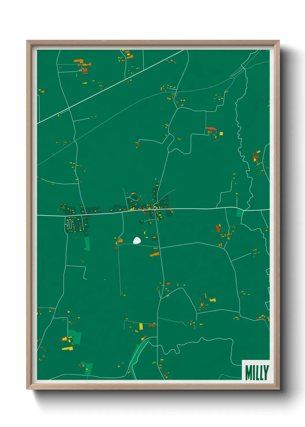 Une affiche de carte sur Milly
