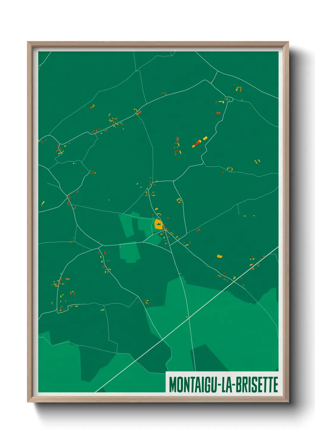 Une affiche de carte sur Montaigu-la-Brisette