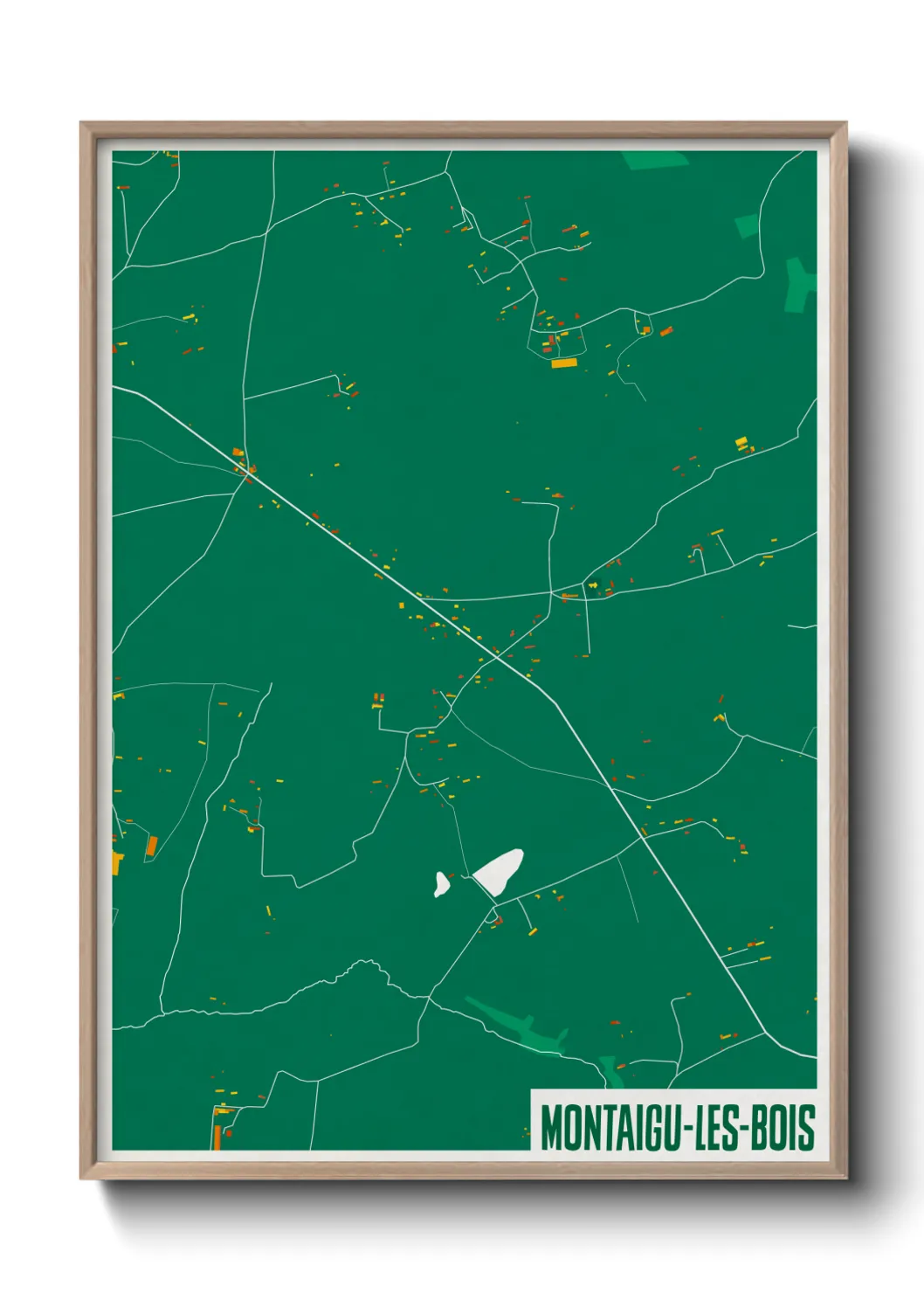 Une affiche de carte sur Montaigu-les-Bois